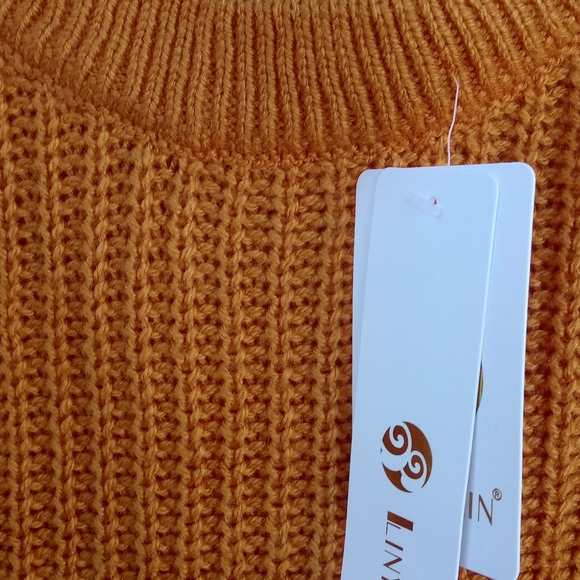 Liny Xin Women's Oversized Crew Neck Long Sleeve Warm Wool Sweater - Picture 5 of 6